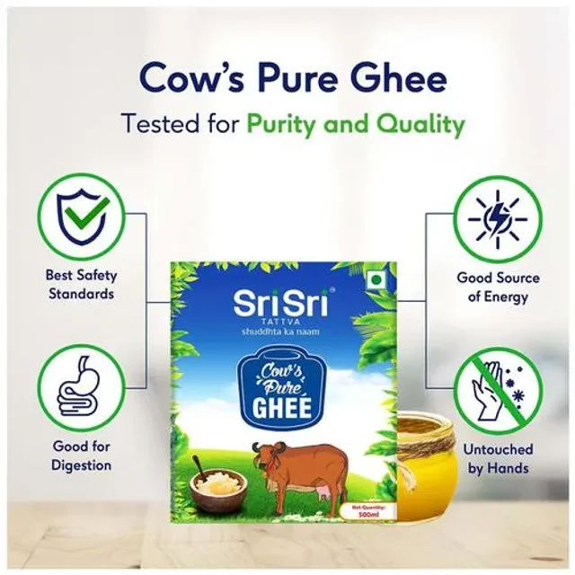 Sri Sri Tattva Cow's Pure Ghee - Source Of Calcium, Boosts Overall Health, 500 ml-6.webp